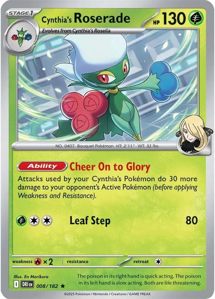 Cynthia's Roserade 008/182 SV10 Destined Rivals Rare