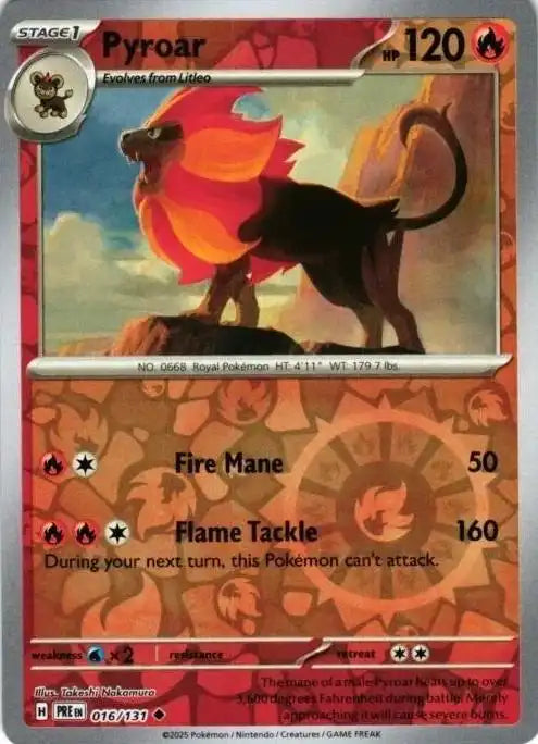 Pyroar 016/131 SV8.5 Prismatic Evolutions Reverse Holo