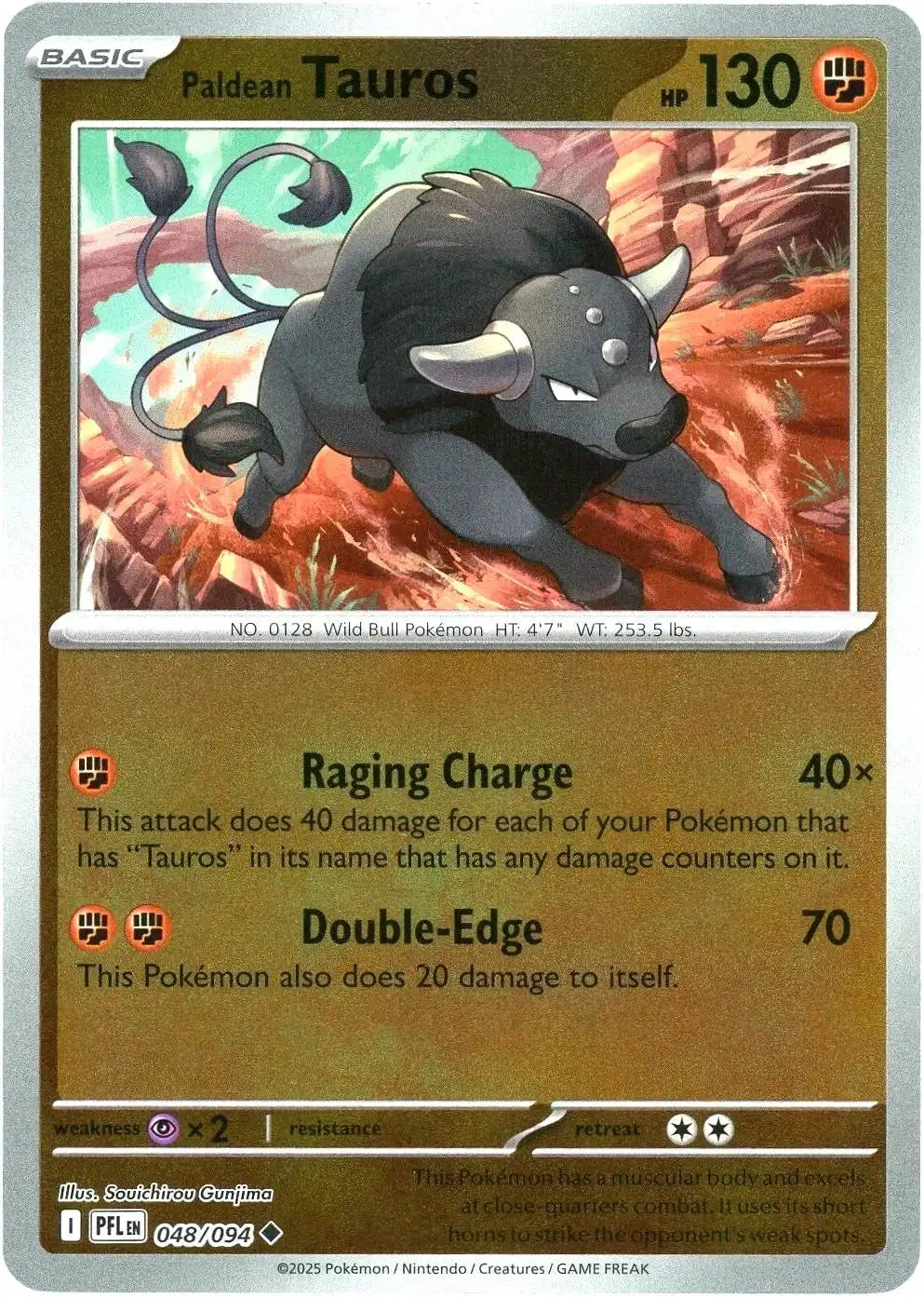 Paldean Tauros 048/094 ME02 Phantasmal Flames Reverse Holo