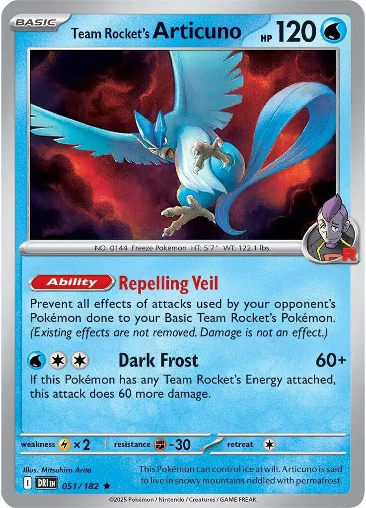 Team Rocket's Articuno 051/182 SV10 Destined Rivals Rare