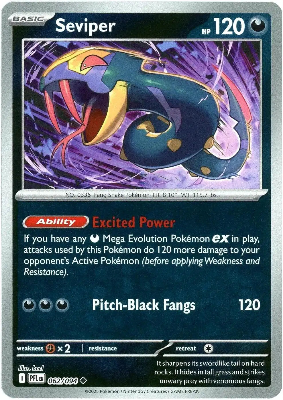 Seviper 062/094 ME02 Phantasmal Flames Reverse Holo