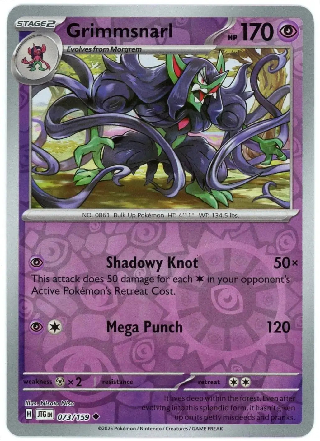 Grimmsnarl 073/159 SV09 Journey Together Reverse Holo Pokémon Card