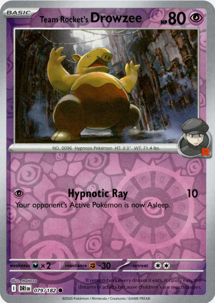Team Rocket's Drowzee 079/182 SV10 Destined Rivals Reverse Holo