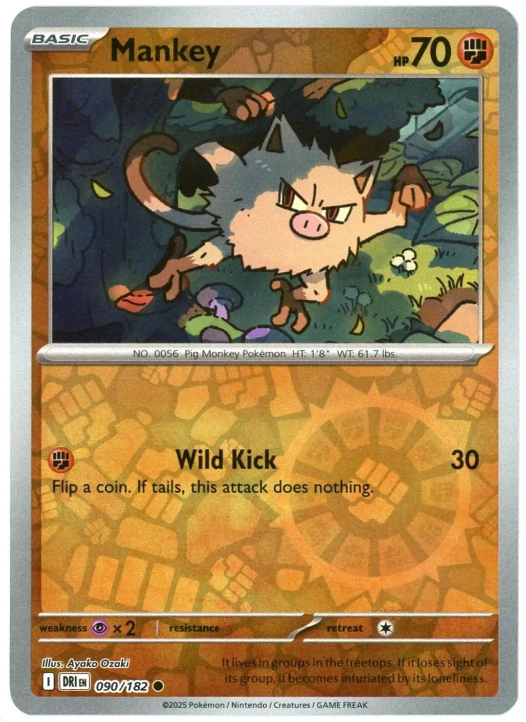 Mankey 090/182 SV10 Destined Rivals Reverse Holo