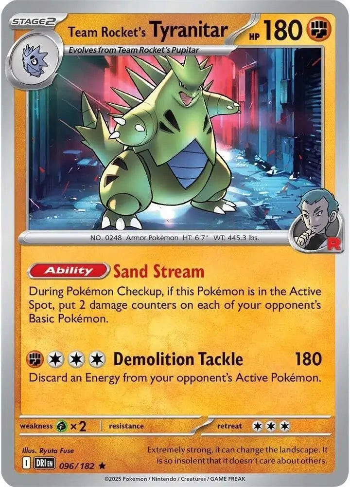 Team Rocket's Tyranitar 096/182 SV10 Destined Rivals Rare