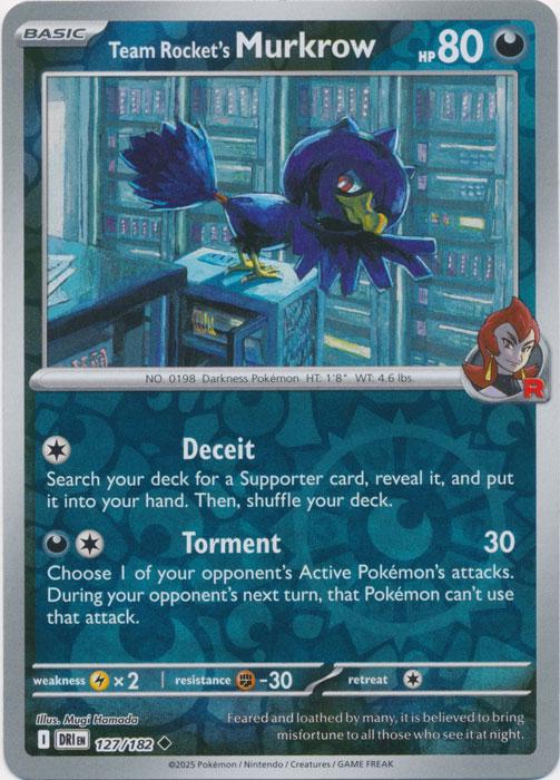 Team Rocket's Murkrow 127/182 SV10 Destined Rivals Reverse Holo