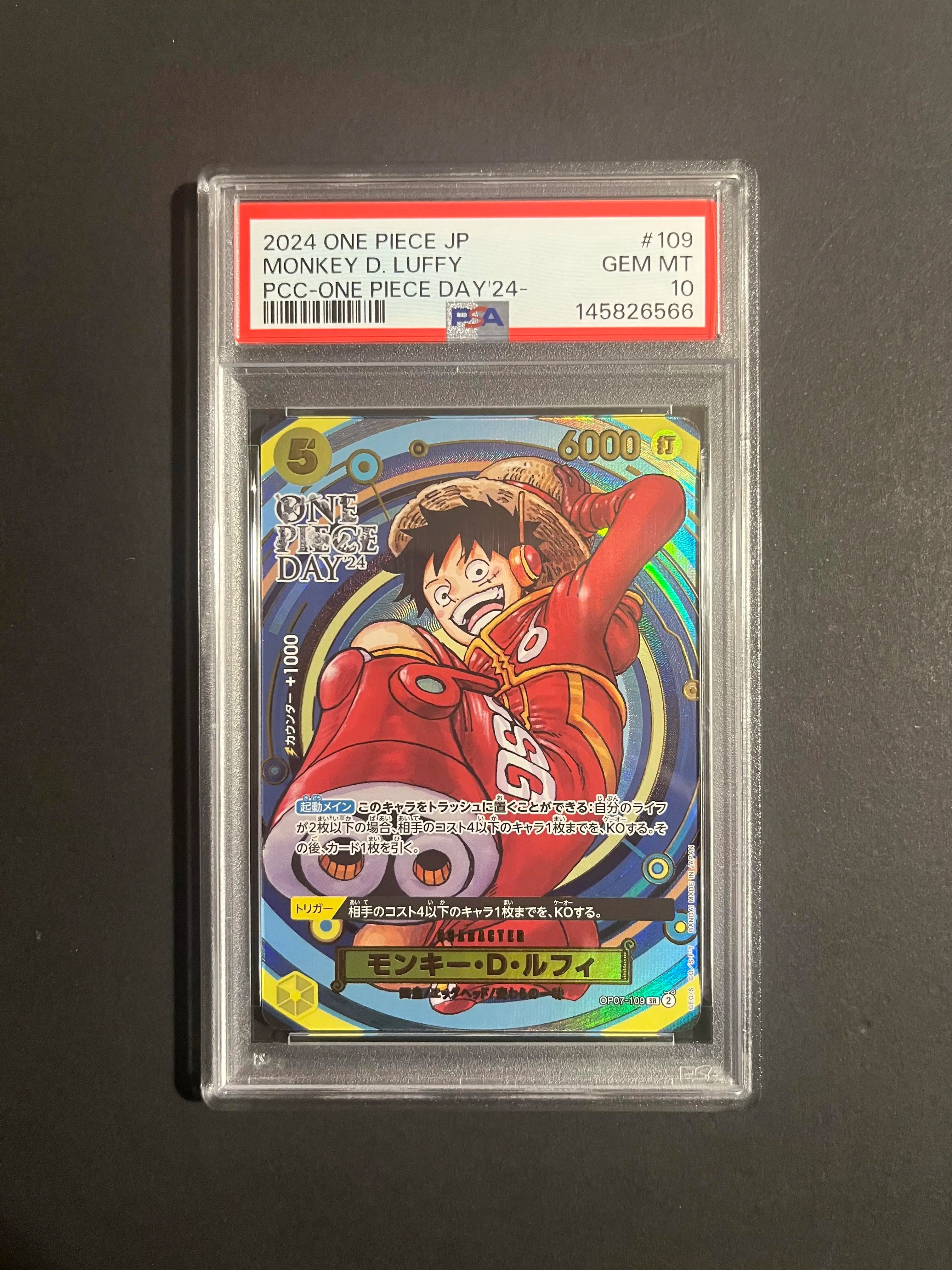 PSA 10 Monkey D. Luffy OP07-109 SR JP ONE PIECE Day 24 Promo